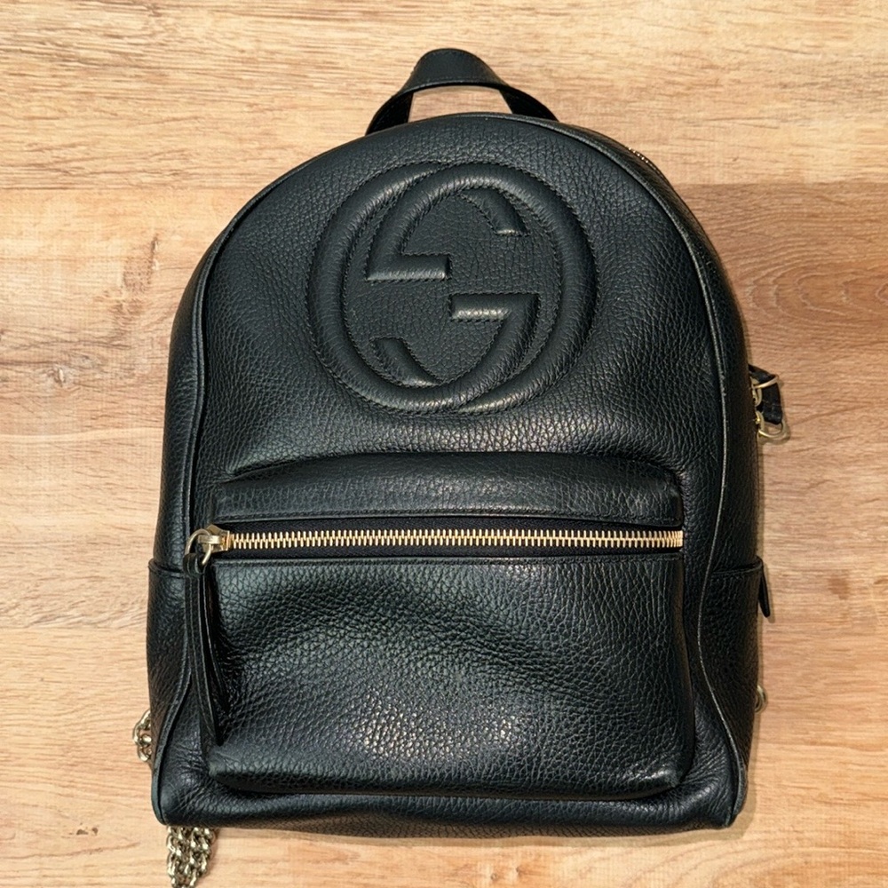 Gucci Soho Black Pebbled leather backpack